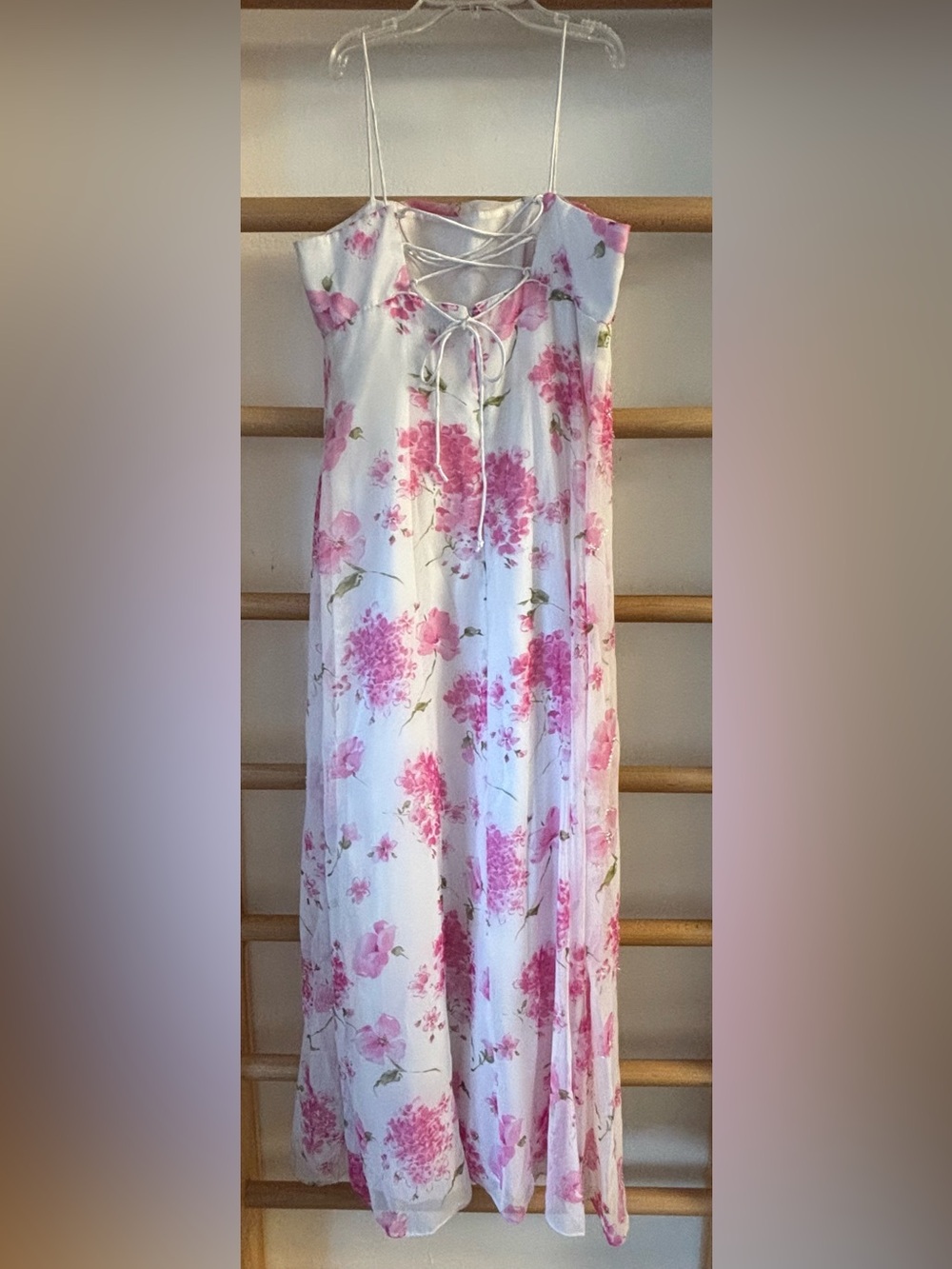 Morgan & Co. White Maxi Dress with Pink Floral Print - Picture 2 of 3